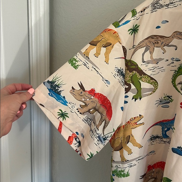 Men's Dinosaur Print Casual Button Down Shirt - Picture 5 of 6